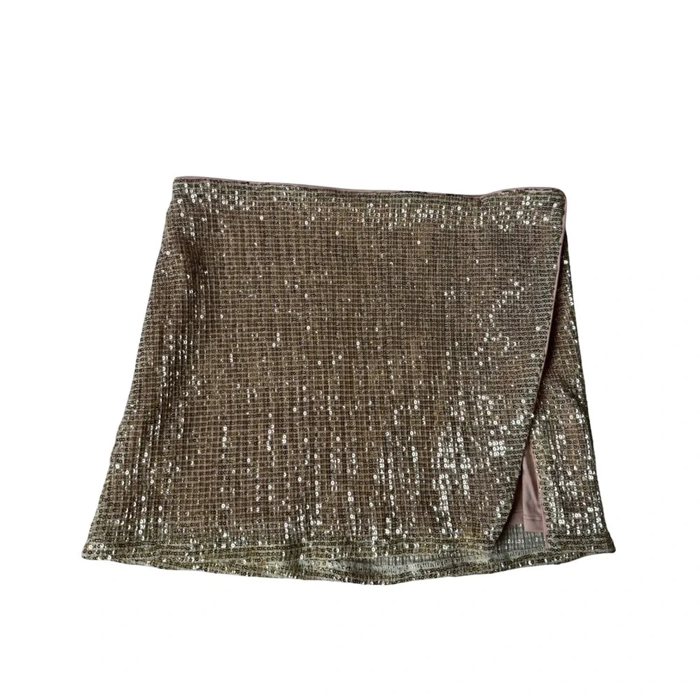 Lovers and Friends Mini Skirt‎ Selma Sequin Party Gold Small